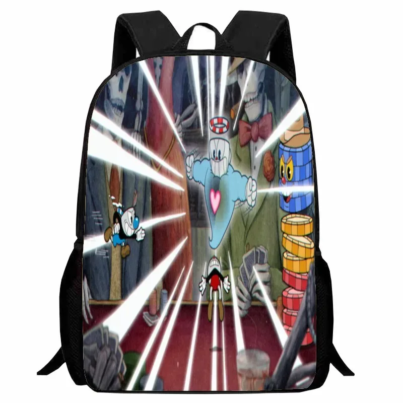 cuphead étudiant sac à dos dessin animé tasse à thé tête sac à dos léger 123 qualité garçons et filles