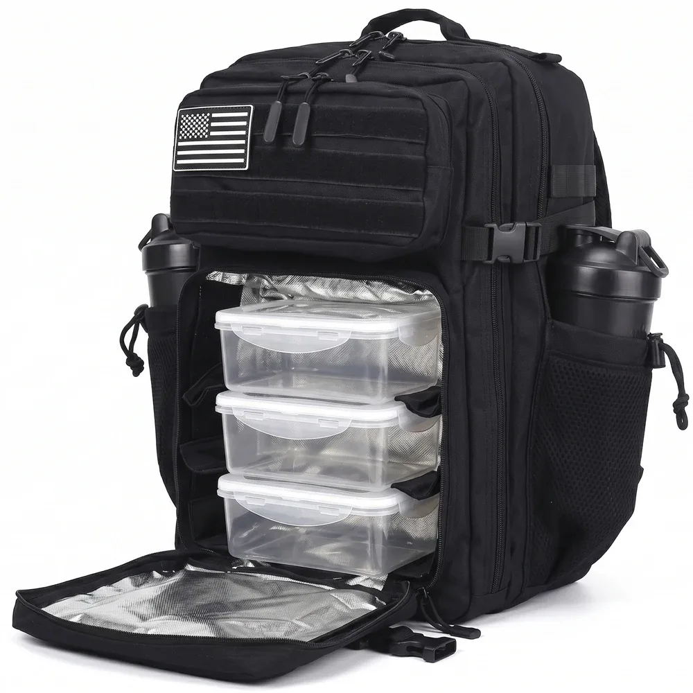 45l sac à dos de gestion des repas pour hommes femmes tactique adultes isolé déjeuner athlètes sac de sport sacs à dos de sport avec porte-bouteille