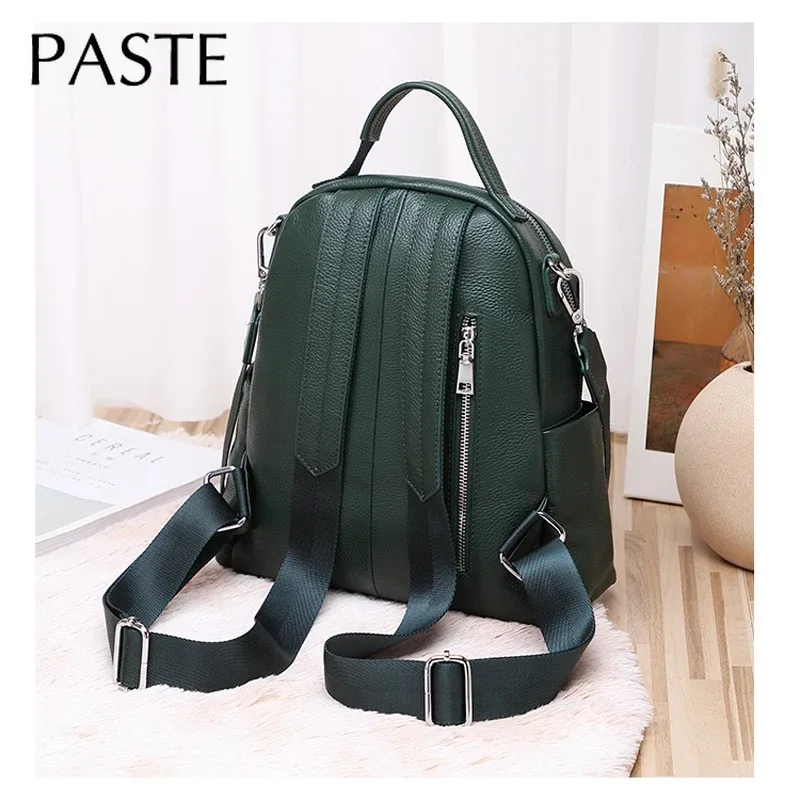 sac à dos de luxe en cuir de vachette 100% véritable pour femme, grand sac à dos, vert, noir, gris, loisirs, voyage, initié, 03/bagpack
