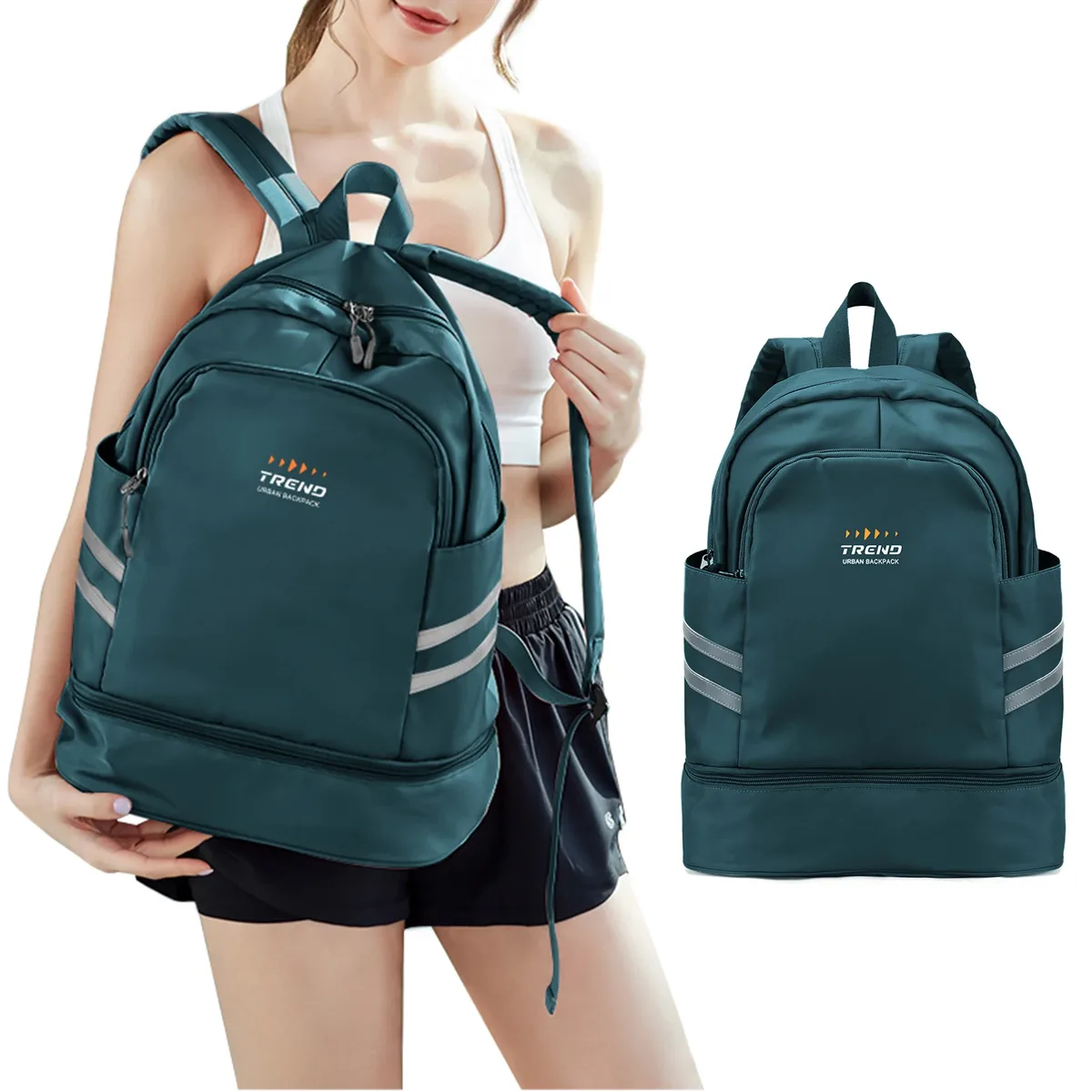 sac à dos de sport pour femmes avec compartiment à chaussures et poche humide, grand sac à dos de voyage léger, sac à dos de sport étanche