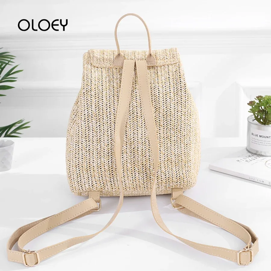 sac à dos tissé en paille pour femmes, sacs initiés, sacs à dos d'été pour adolescentes, sac de voyage féminin, sac à dos de nettoyage, qualité, mode