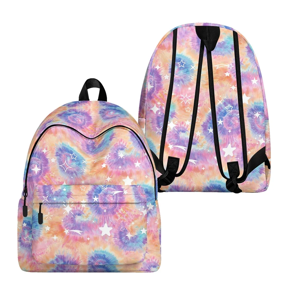 sac à dos imprimé étoile dreamy tie-dye, sacs à crayons, sangles réglables, sac d'école léger et durable, sac à dos de voyage pour adolescents, ensembles