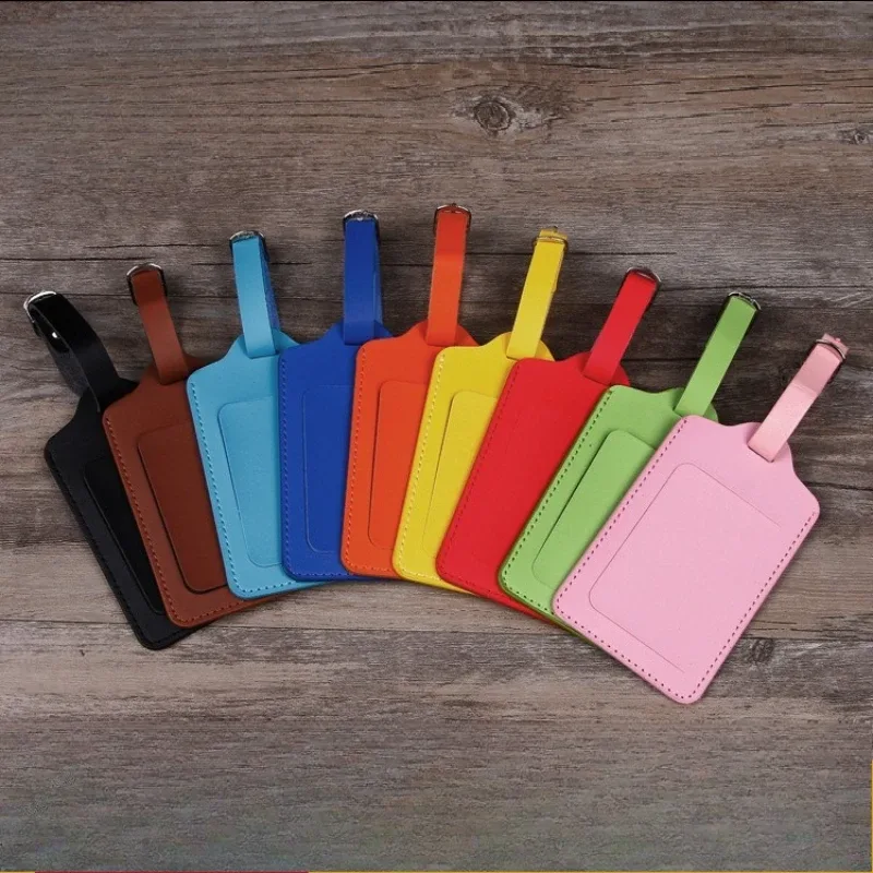 étiquette de bagage en cuir pu pour femmes et hommes, accessoires de voyage, porte-nom et adresse pour valise, étiquette d'embarquement portable