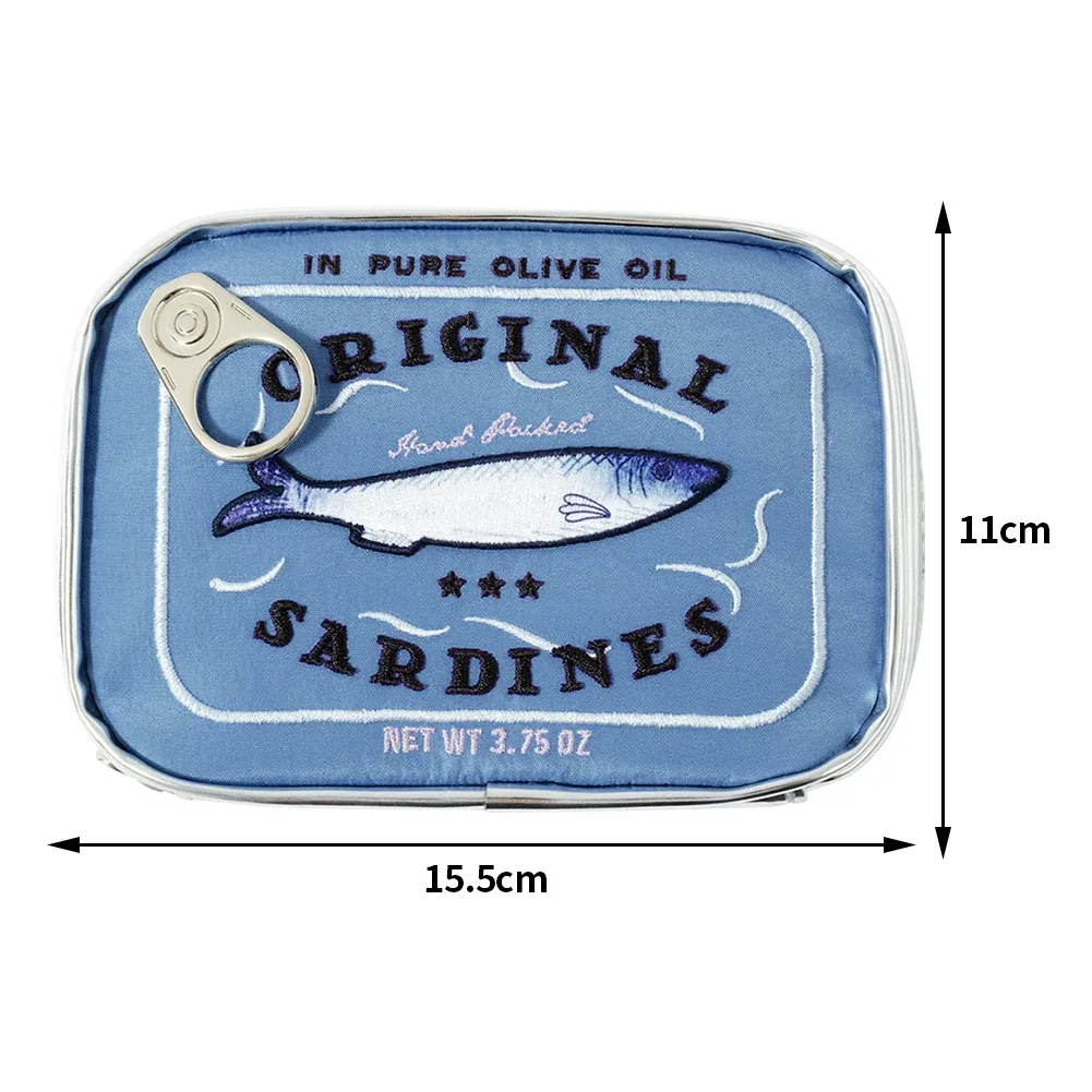 trousse de toilette mignonne portable pour femme, sardines en conserve, sac cosmétique de voyage, multifonction, mode créative, fermeture éclair, week-end, vacances
