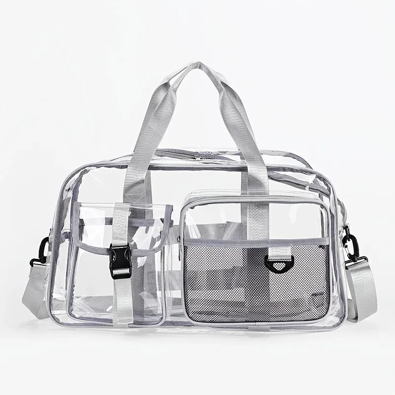 grand sac de voyage transparent en pvc, sac de sport de grande capacité, sac à main portable étanche pour les sports de plage en plein air, rangement quotidien, utilisation pour le transport
