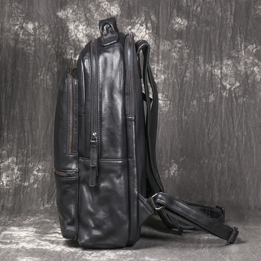 luokir-sac d'école en cuir pour hommes et femmes, sac à main en cuir de vachette superposé, sac d'ordinateur de grande capacité, sac à dos de voyage, nouveau