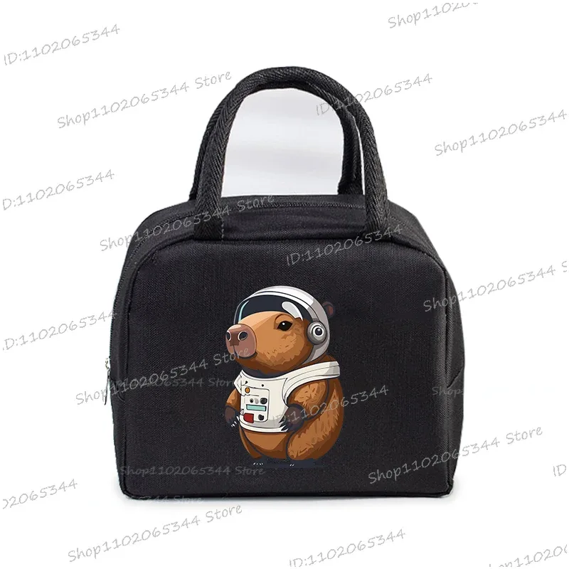 kawaii capybara design boîte à déjeuner sac de rangement femmes dessin animé capybara imprimer portable bento sacs animaux capybara amant sacs à déjeuner
