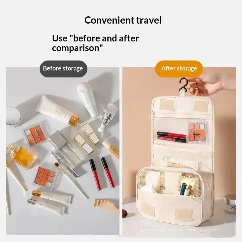sac de toilette de voyage suspendu imperméable, grande capacité, plusieurs poches, parfait pour les voyages, les vacances, les escapades