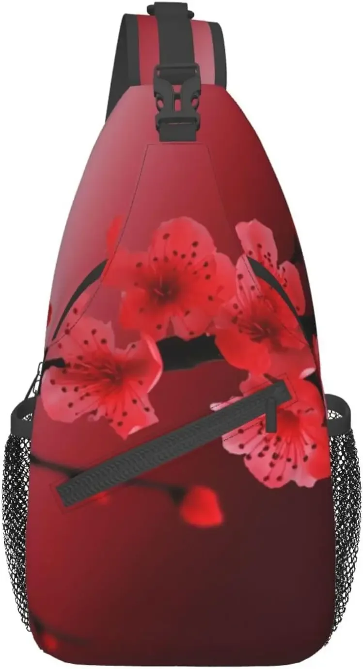 fleur de cerisier bandoulière corde triangle sac à dos canfeng fronde sacs à dos voyage randonnée sac à dos corde bandoulière sac à bandoulière