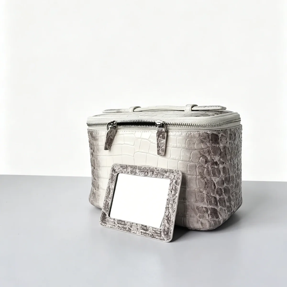 sac de maquillage en cuir de vachette, collection himalaya, luxueux, grande capacité, en cuir véritable, sac de voyage portable pour femmes, sac de rangement cosmétique