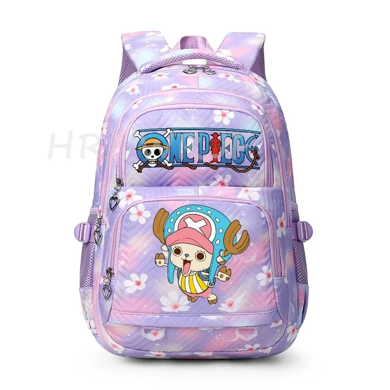 sacs à dos anime one piece légers avec fermoir, imprimé violet monkey d luffy, pour garçons et filles, grande capacité, pour adolescents, ordinateur portable, école, voyage, mochila