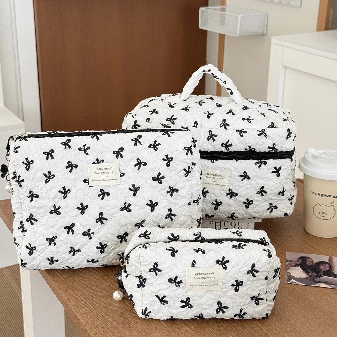 2025 nouveau 3 sacs ensemble femmes sac de maquillage grande capacité cosmétique toilette pochette de rangement sac à main maquillage carré fermeture éclair quilting sac