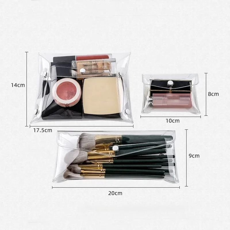 trousse de maquillage transparente, organisateur, sacs à cosmétiques, étui à brosses portable de voyage, ensemble de rangement, stylo transparent en pvc, lavage de toilette de bain