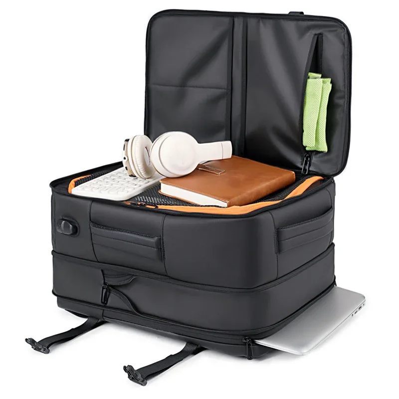sac à dos extensible étanche pour voyage d'affaires pour hommes, sac à dos d'ordinateur de chargement usb de grande capacité, compartiment à chaussures de séparation sec et humide