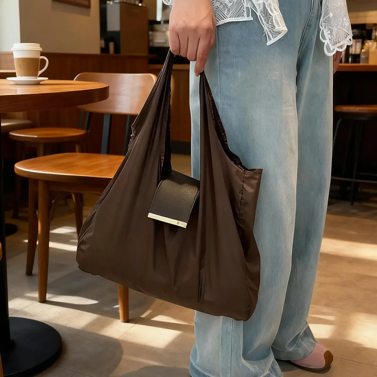 sac fourre-tout réutilisable, mini sac extensible, léger, écologique, sac de shopping pliable, porte-clés, sac réutilisable de grande capacité