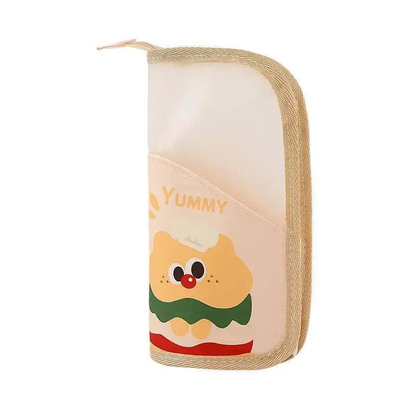 sac à pinceaux de maquillage imprimé de dessins animés, grande capacité, poche intérieure en maille pour le rangement des cosmétiques, organisateur d'outils de beauté