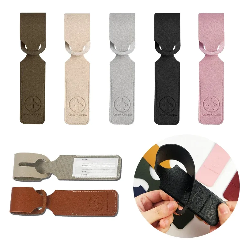 étiquette de bagage en cuir pu pour hommes et femmes, étiquette d'identification portable, étiquettes de bagag