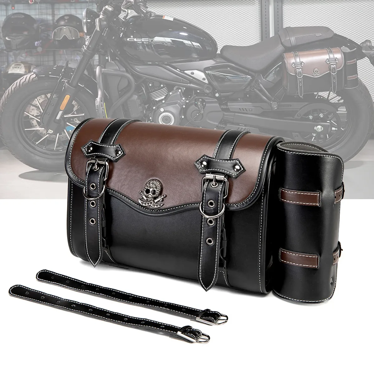sacoche de moto en cuir pu, sac latéral étanche, accessoires de moto, nouveau