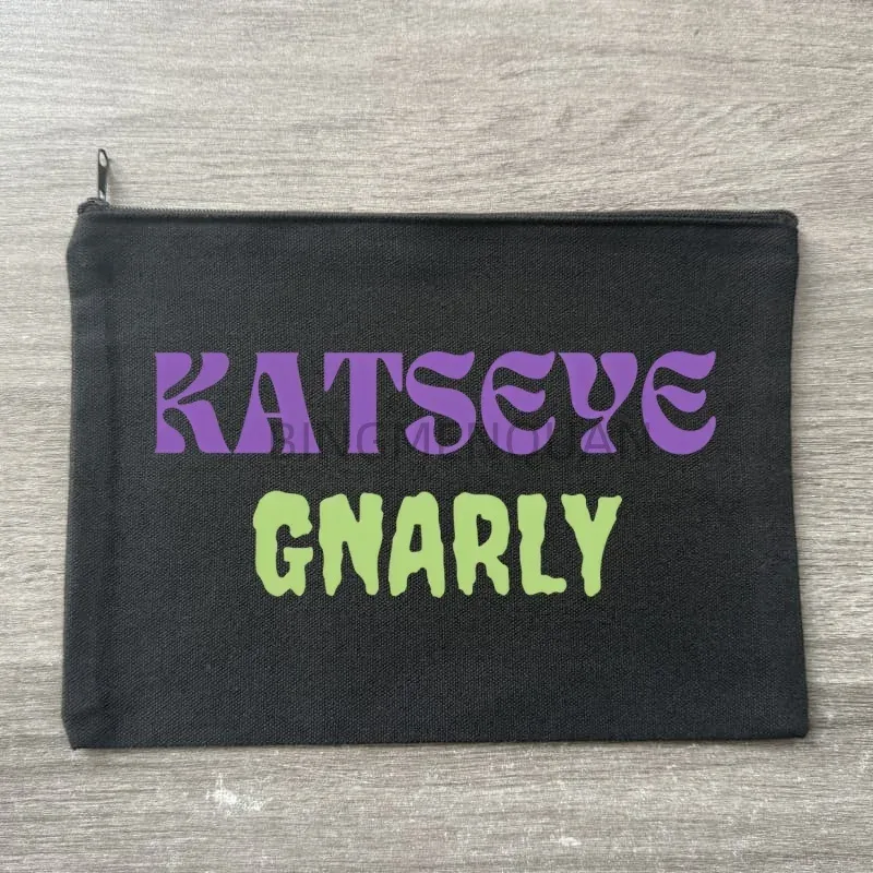 sac de maquillage tendance katseye, sac de rangement de voyage, toile imprimée, lettre zéro, portefeuille, petit rangement pour les objets, vacances