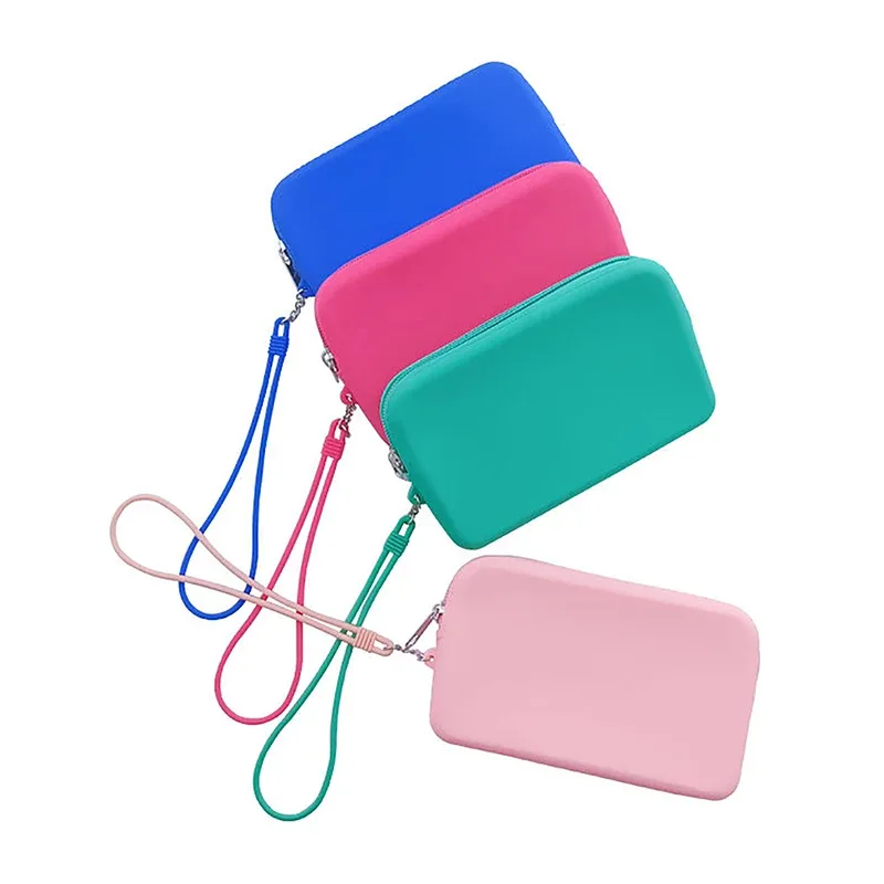 sac de rangement cosmétique carré en silicone, étui étanche, porte-pinceau de maquillage de voyage, sac de rangement numérique portable, 1 pièce