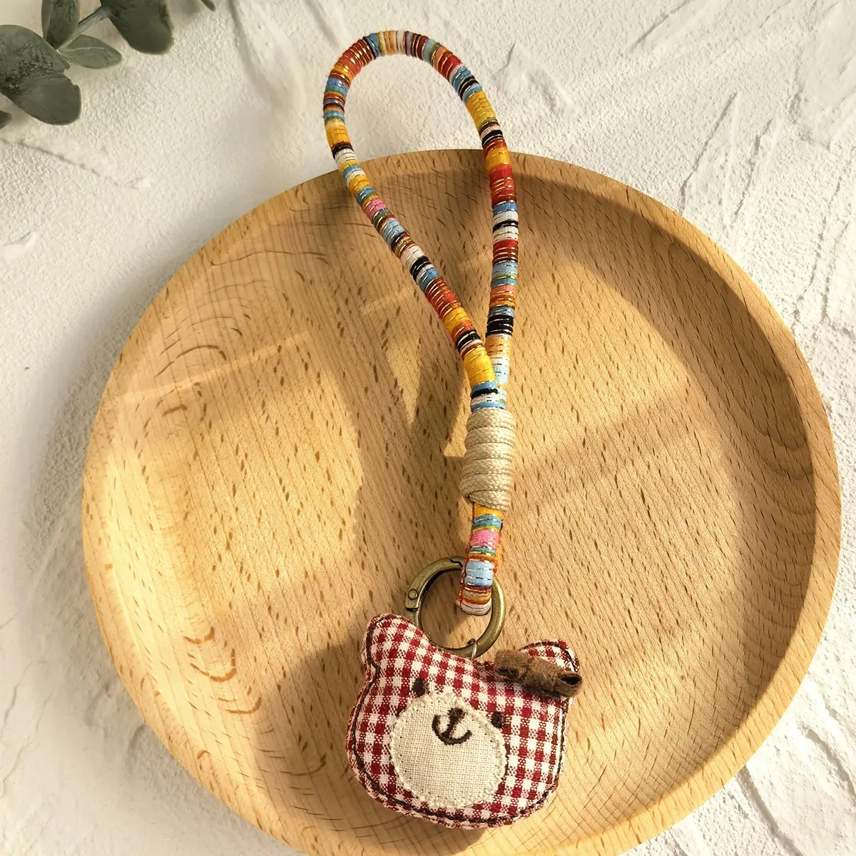 porte-clés fait à la main, adorable animal de dessin animé, à la mode, pendentif animal en tissu artisanal pour sac à dos de décoration