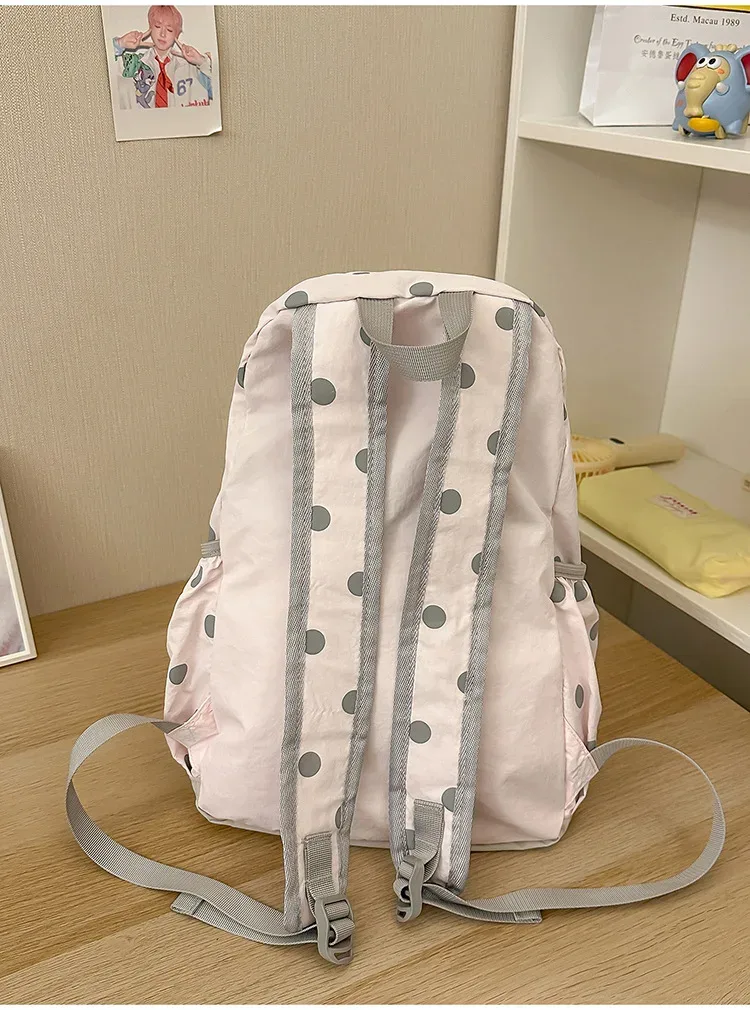 sac à dos à pois pour femmes, sacs à dos de voyage en nylon pour dames, sacs d'école de grande capacité pour adolescentes, sacs à bandoulière de créateur