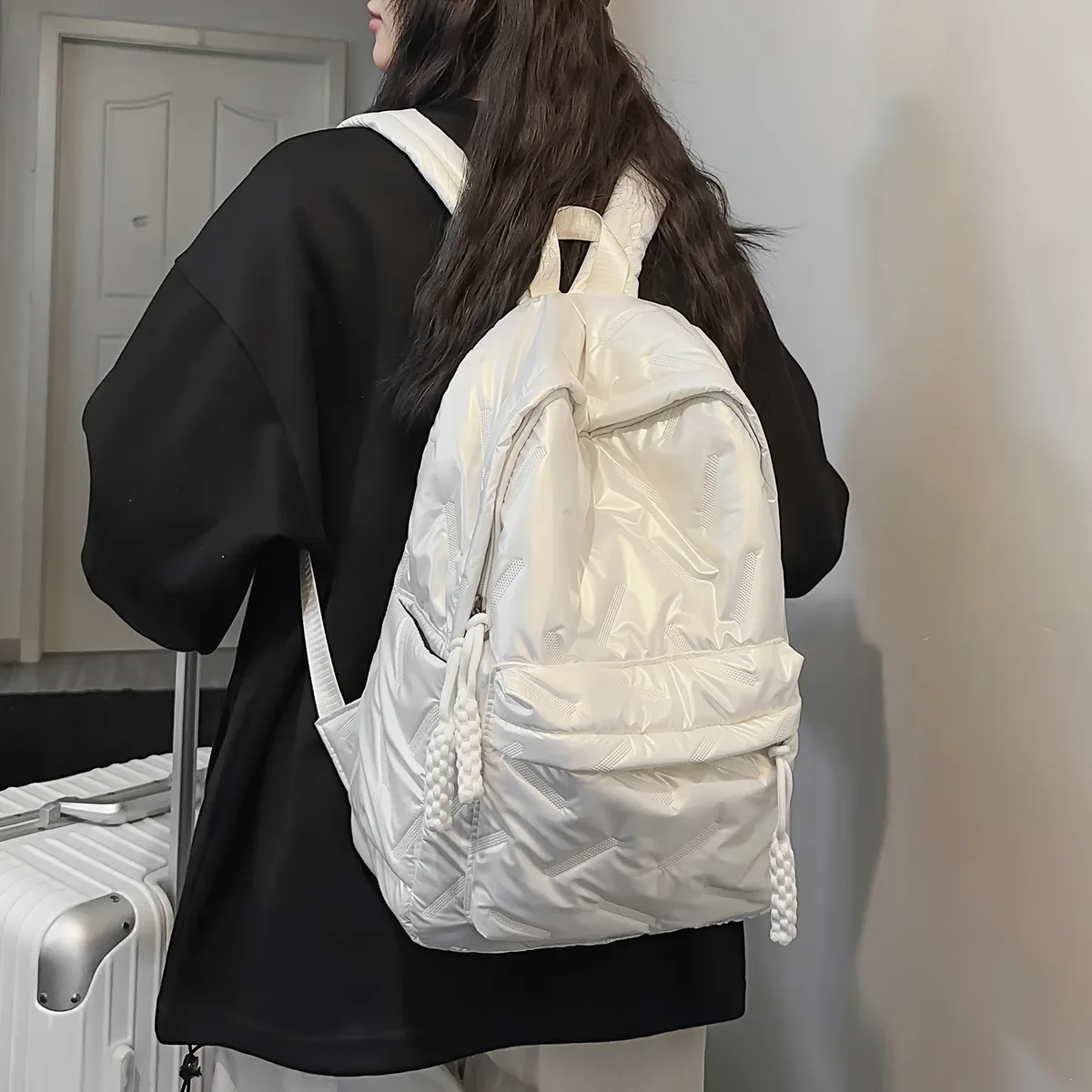 sacs à dos de grande capacité pour femmes, sac de voyage imperméable en nylon à la mode, cartable pour adolescents