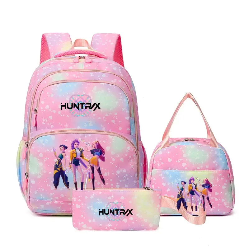 kpop demon hunters – sac à dos pour ordinateur portable pour filles, 3 pièces, sac à dos huntr/x pour adolescents, garçons et femmes, mochila de voyage pour usage quotidien