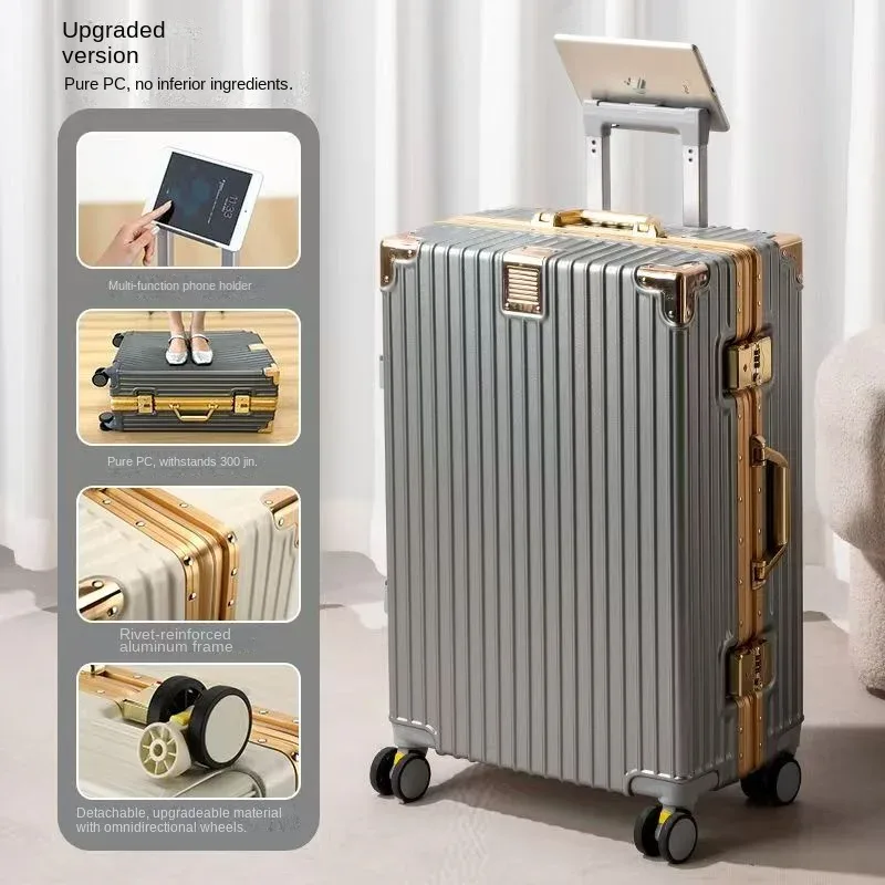 valise antichoc et résistante aux chutes de 20 à 30 pouces, grande capacité, bagage de voyage, cadre en aluminium, serrure à code, valise à roulettes pour étudiants