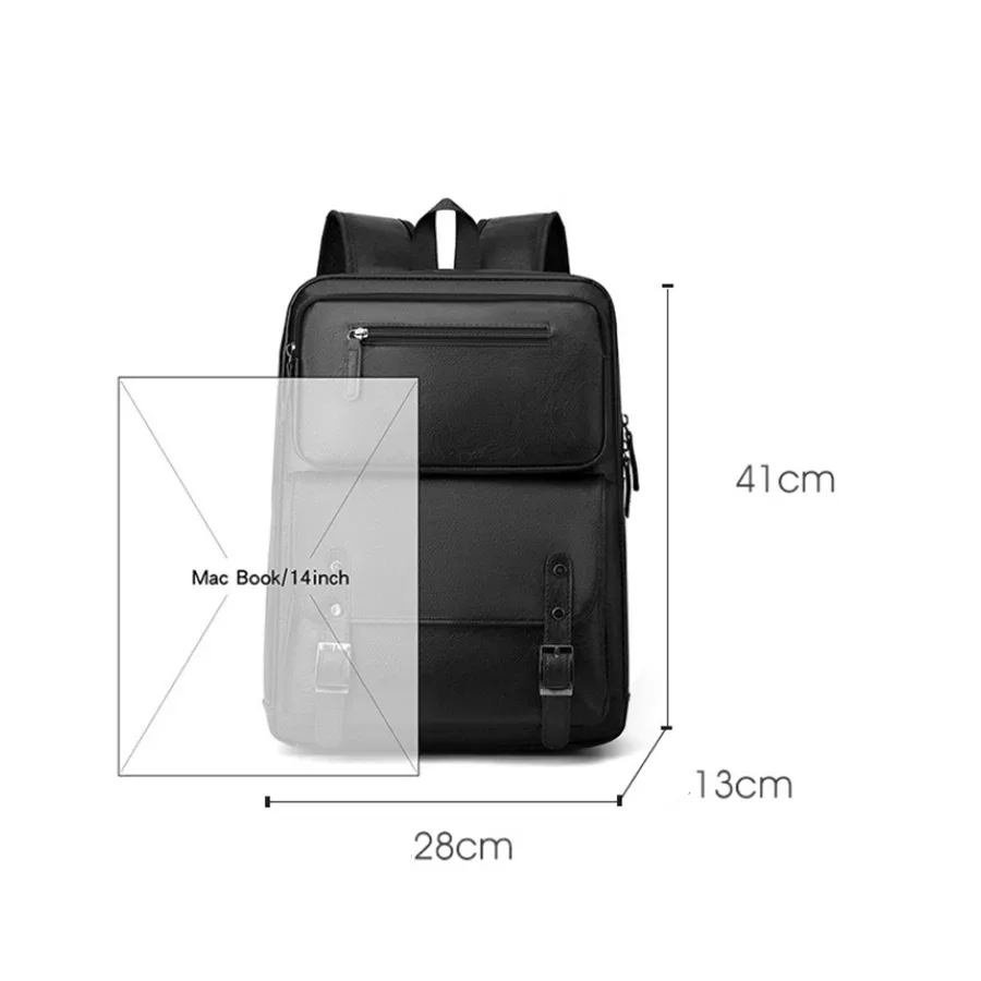 mode hommes sac à dos en cuir pu sac à dos grand ordinateur portable sacs à dos mâle mochilas noir cartable pour adolescents garçons marron sac a dos