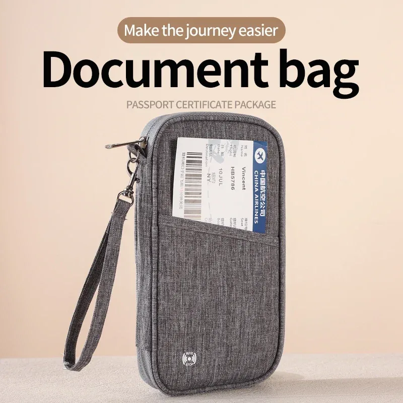Porte-passeport anti-RFID, organiseur de documents de voyage familial avec emplacements pour cartes, sac de rangement sécurisé pour les voyages et les activités de plein air