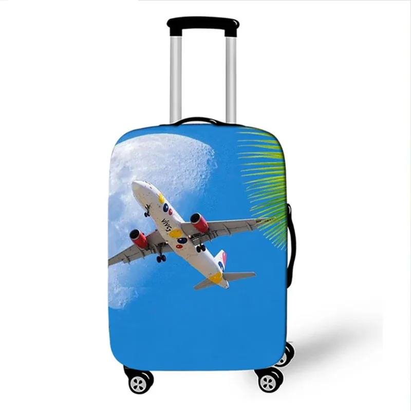 juste de valise de voyage 3d en tissu élastique, housse de protection pour bagages, housse épaisse pour valise à roulettes, accessoire de voyage, avion, 18-32 pouces
