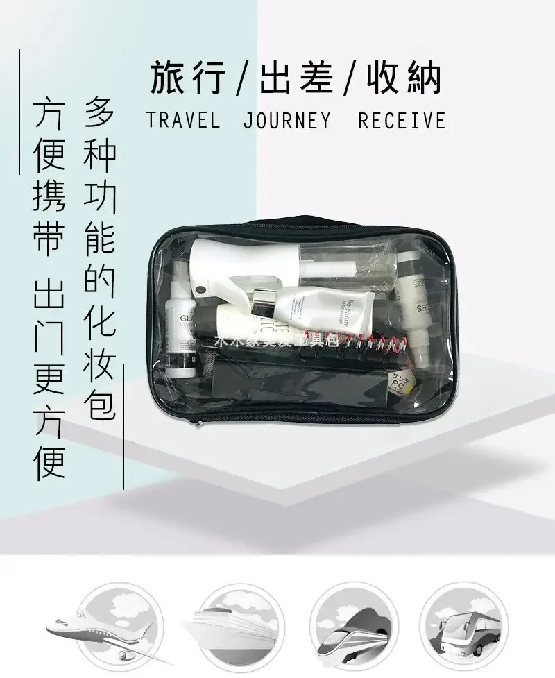sac de voyage à grande capacité pour maquillage, organiseur de cosmétiques transparent en pvc pour articles de toilette et outils de coiffure, étui de transport portable