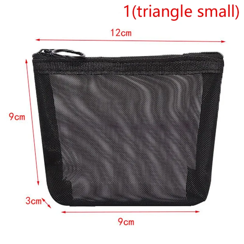 trousse de maquillage en maille transparente noire pour femme, trousse de toilette décontractée à fermeture éclair, trousse à cosmétiques de voyage, 1 pièce