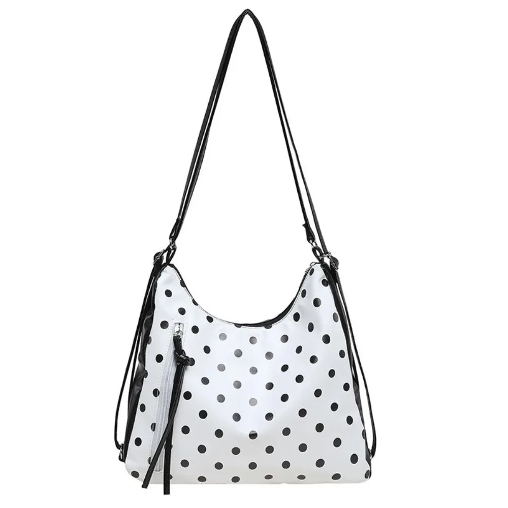 sac à bandoulière en cuir pu à pois, grande capacité, sac à dos, sac fourre-tout, style coréen, sac sous le bras, sac seau, pour étudiants