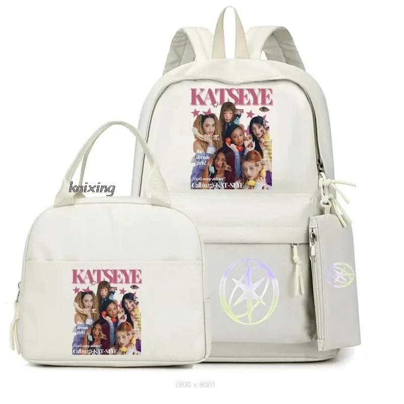 3 pièces/ensemble chaud Katseye drôle impression sacs à dos fourre-tout et pochette grande capacité léger et respirant sac à dos extérieur