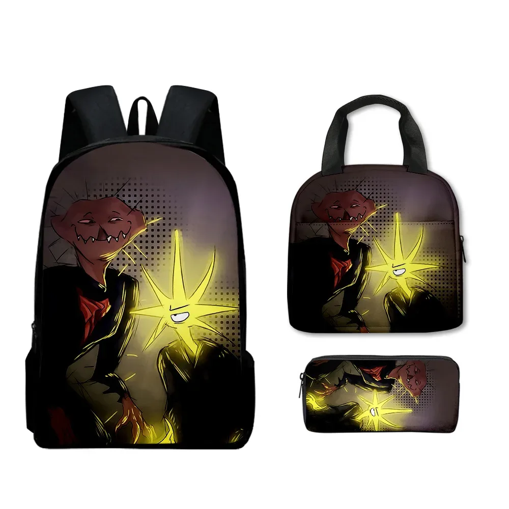mode jeune nouveauté the boiled one impression 3d 3 pièces/ensemble sacs de voyage sac à dos pour ordinateur portable sac à dos sac à déjeuner portable trousse à crayons