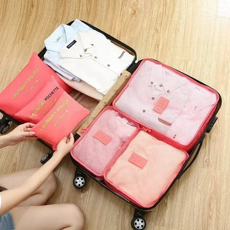 ensemble de 6 sacs de rangement pliables pour voyage, organiseurs de bagages portables, cubes de rangement pour vêtements, organisation de valise, essentiels de voyage