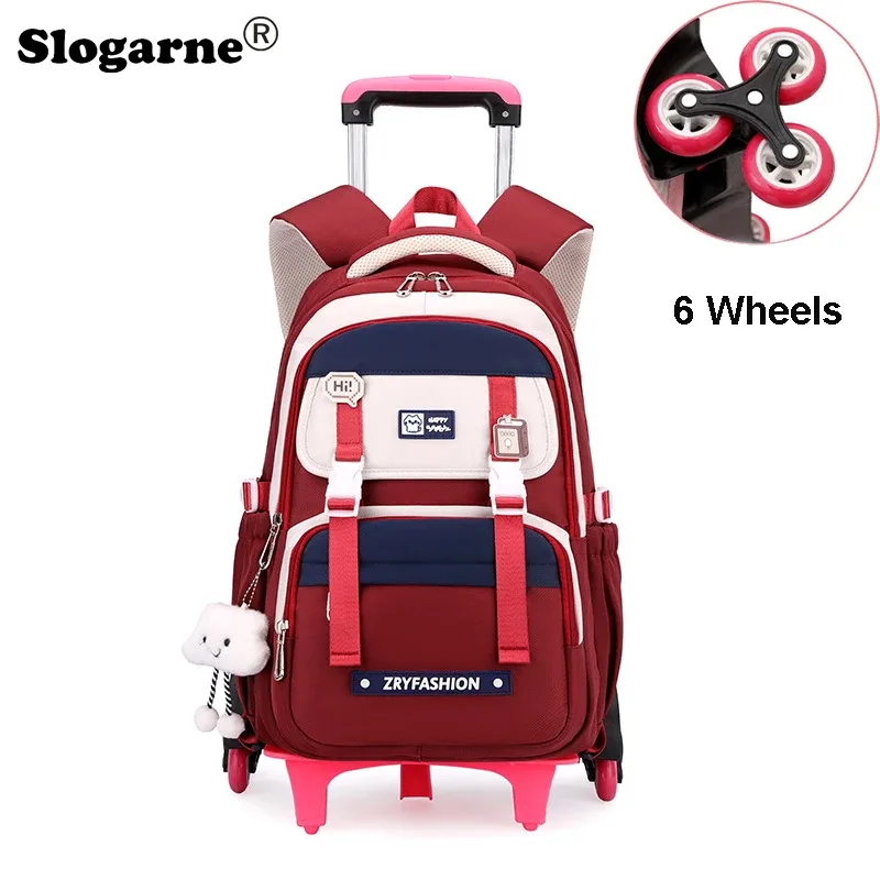sac à dos roulant pour enfants, sac d'école étanche avec roulettes, chariot de collège, sac à dos à roulettes pour femmes