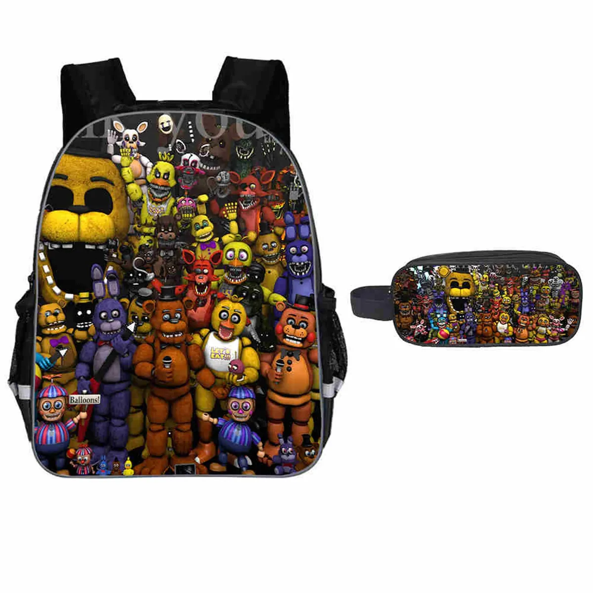 sac à dos f-five nights at freddy pour enfants, ensemble de 2 pièces, sac de retour à l'école pour étudiants avec trousse à crayons, sac à dos de voyage léger pour adolescents