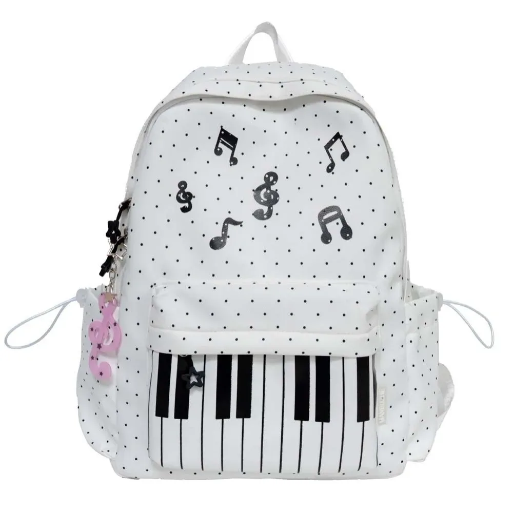 sac à dos pour piano en nylon, multi-poches, design léger, sac à dos pour clavier, couleur contrastée, style japonais, sac d'école mignon, voyages de week-end