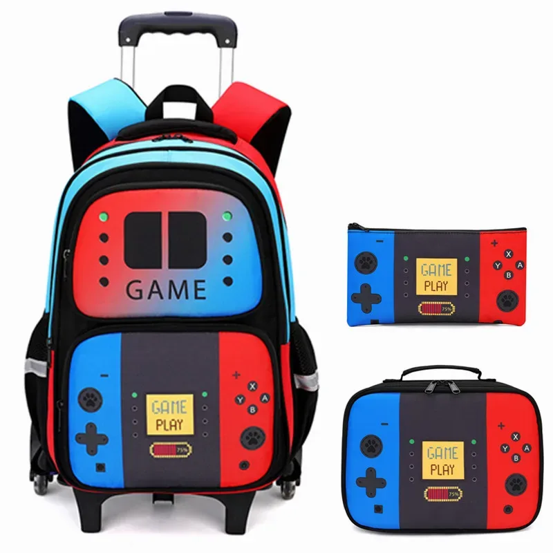 sac à dos à roulettes pour enfant, cartable à roulettes pour garçon, sac à dos scolaire avec roulettes, sac de voyage avec sac à lunch