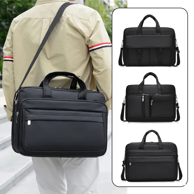 sac à main pour homme en tissu oxford grande capacité, sac d'affaires portable, imperméable, résistant à l'usure, sac à bandoulière pour ordinateur portable pour les affaires