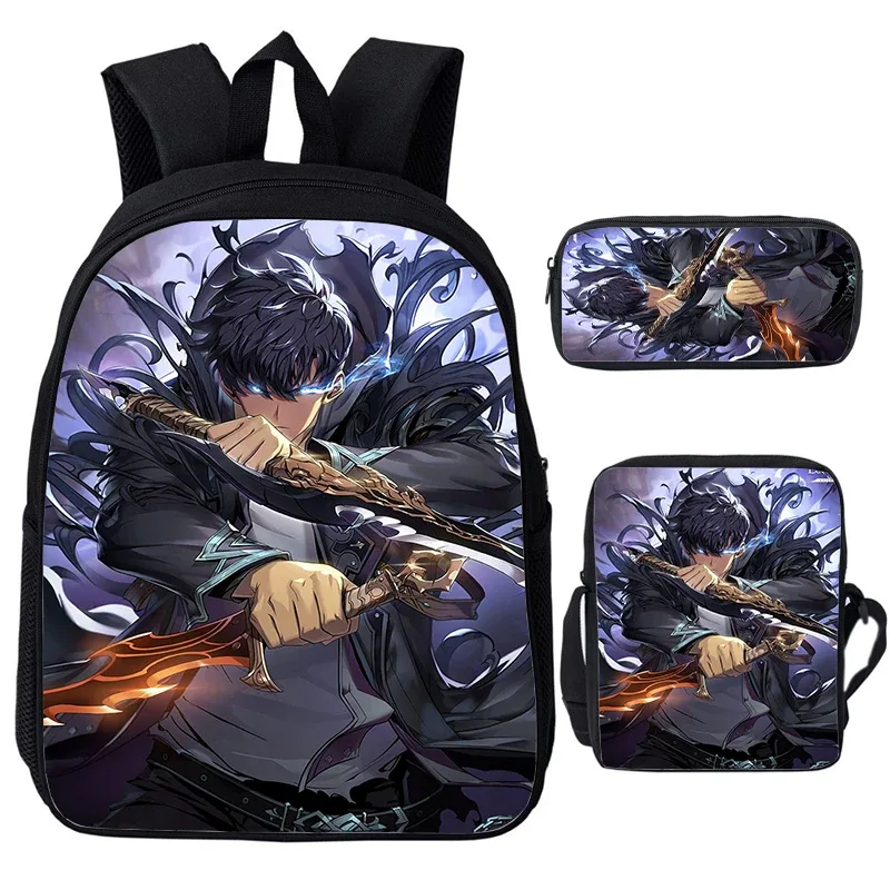 solo nivellement igris enfant sacs à dos sac à bandoulière trousse à crayons 3 pièces ensemble grande capacité sacs d'école pour garçons filles voyage sacs à dos