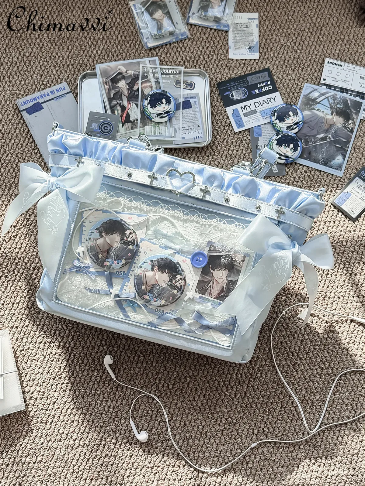 Sac à bandoulière Lolita en satin, grande capacité, style japonais original, motif anime bidimensionnel, collection 2026