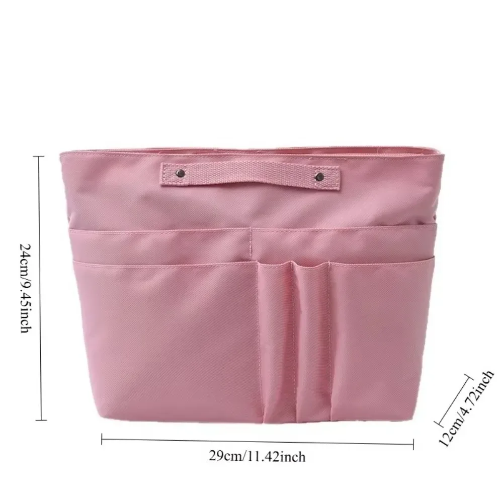 organisateur de sac à main en nylon, insert multi-poches, grande capacité, organisateur de sac fourre-tout, couleur unie, sac de rangement léger pour maquillage