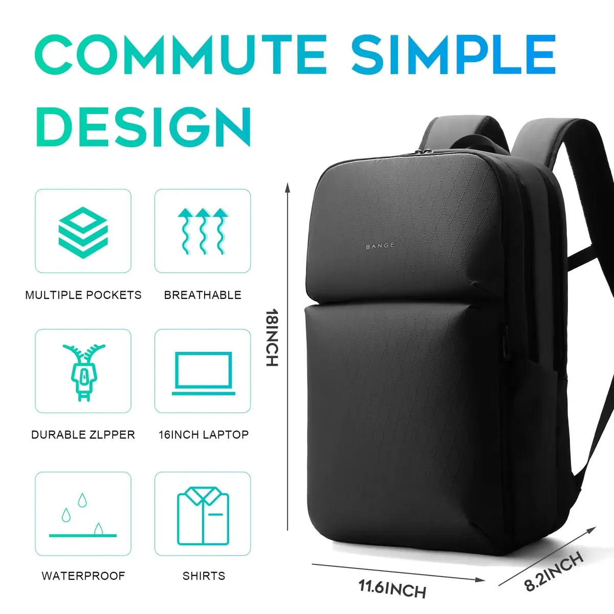 bange sac à dos de voyage intelligent vol d'affaires approuvé sac à dos de transport grande capacité 15.6 pouces sac à dos pour ordinateur portable pour hommes