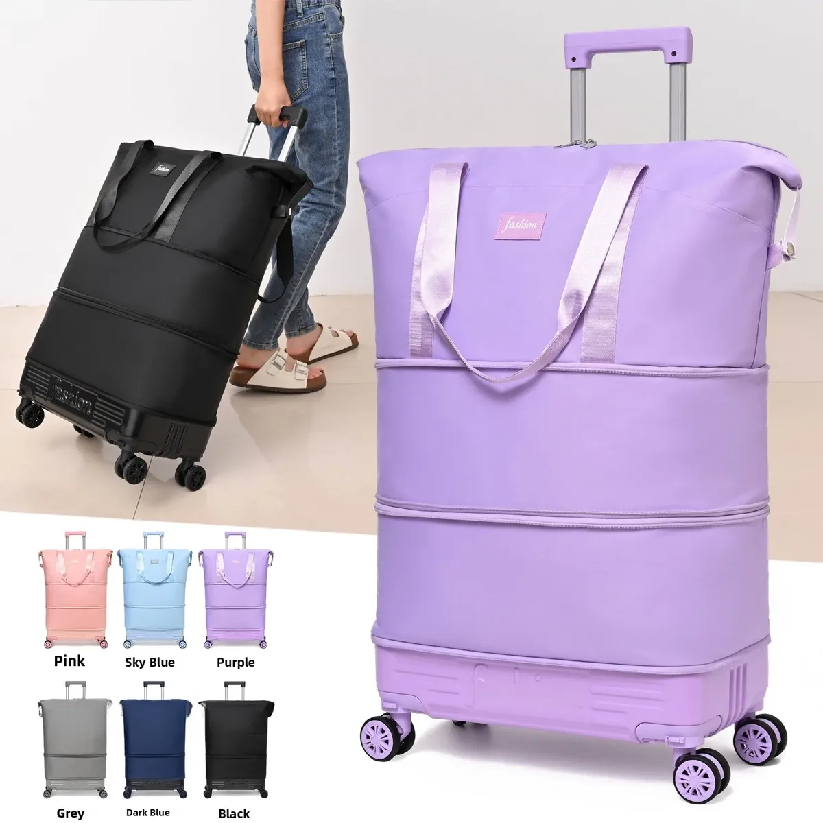 sac de voyage imperméable et tendance avec poignée et roulettes universelles, design compact et simple, sac en toile pour hommes et femmes