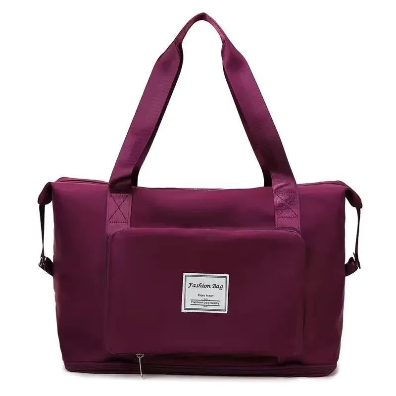 sac de voyage pliable portable pour femme, grande capacité, stockage d'alter, voyage à courte distance, polochon de natation, sac de fitness