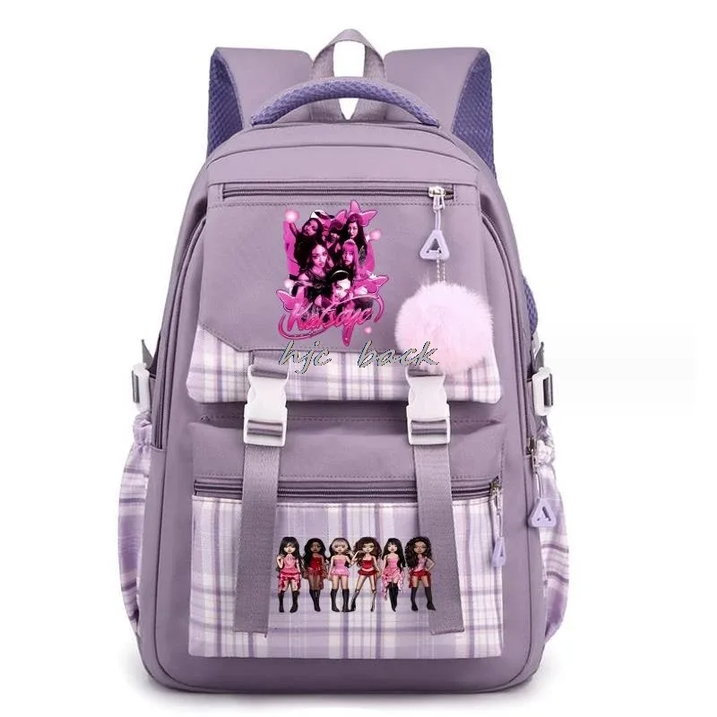 katseye chaud drôle impression sacs d'école adolescentes grande capacité en plein air voyage sac à dos multi-fonction dessin animé étudiants sac à dos